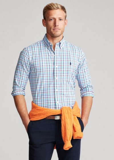 Men's Polo Ralph Lauren Plaid Performance Twill Shirts | 319678GXJ